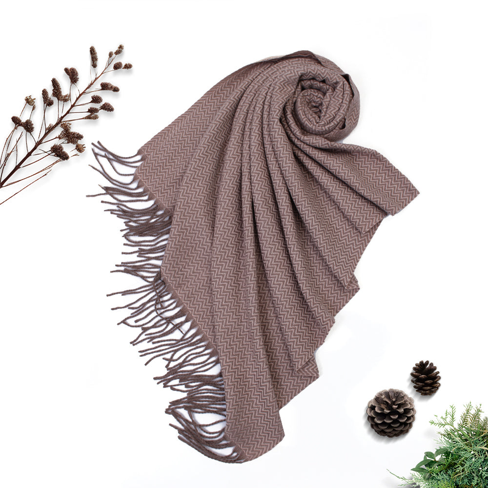 ZigZag Cashmere Hijab - Pink-Brown