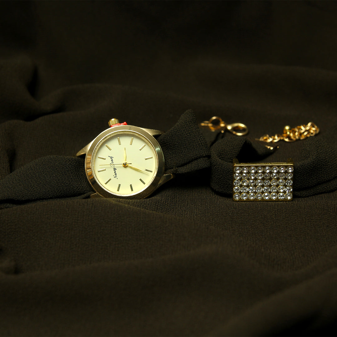 Hijab, Watch & Bracelet Matching Set -Olive Green