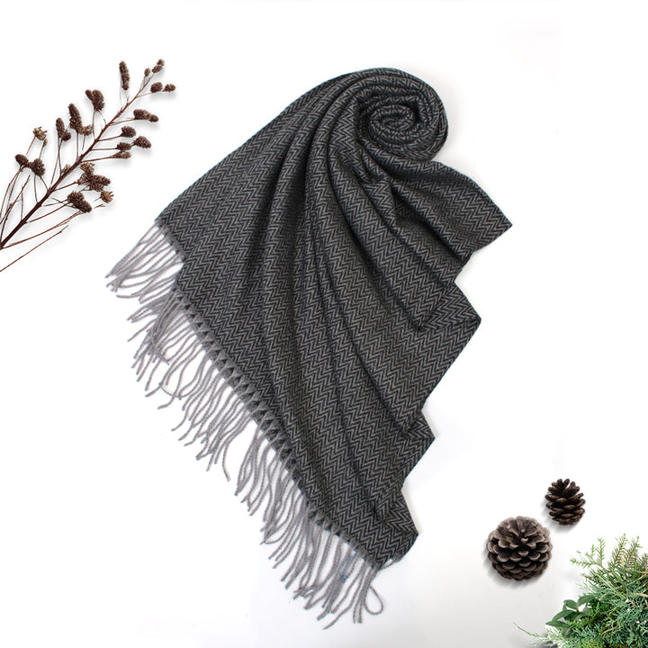 ZigZag Cashmere Hijab - Charcoal