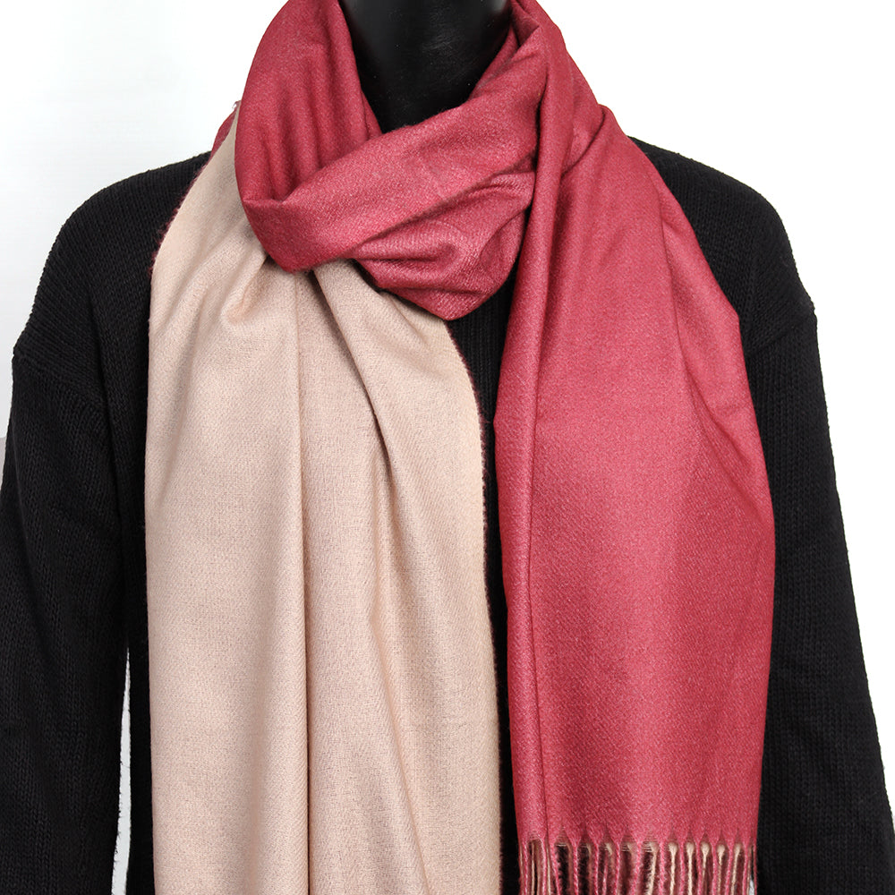 Dual Cashmere Hijab - Maroon - Fawn