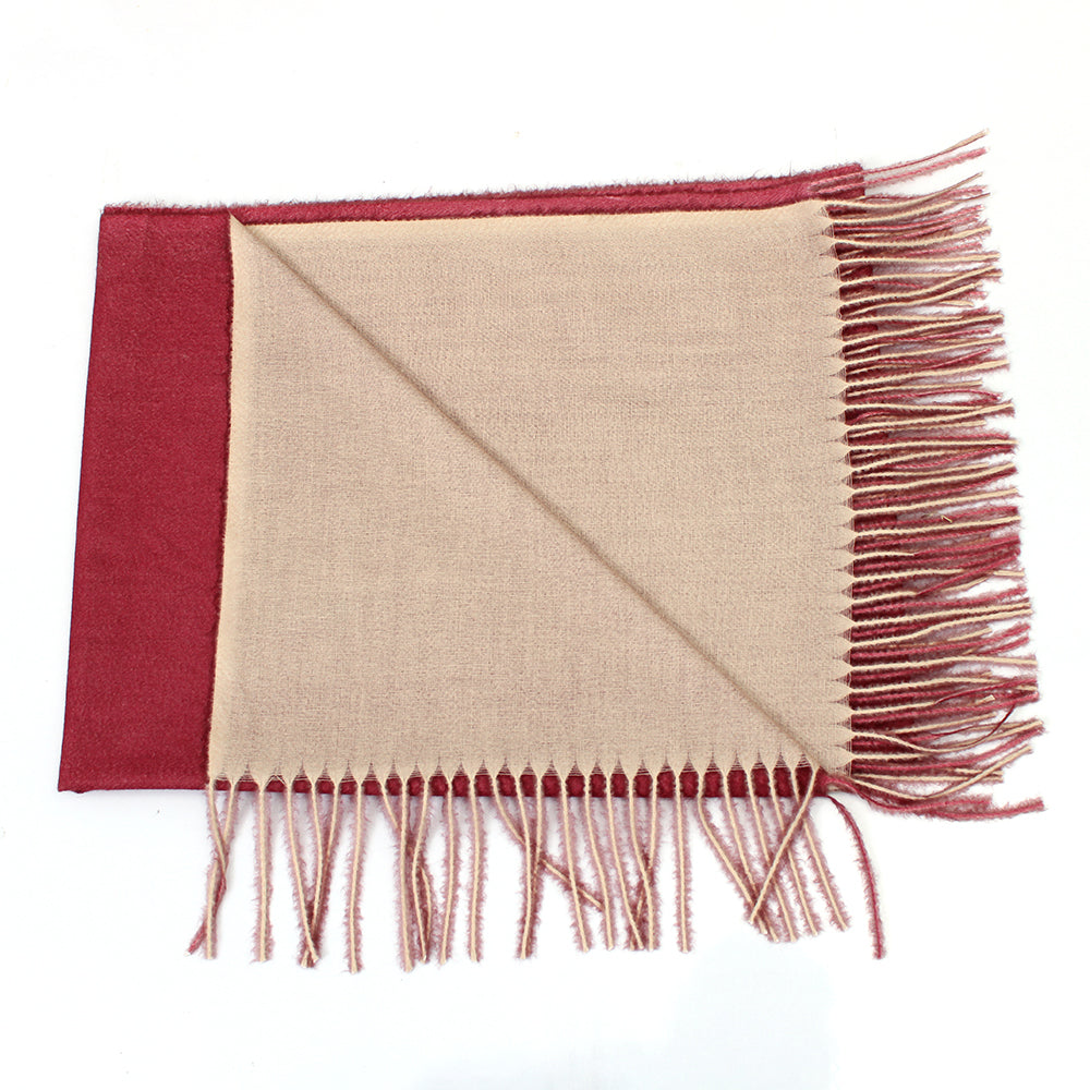 Dual Cashmere Hijab - Maroon - Fawn