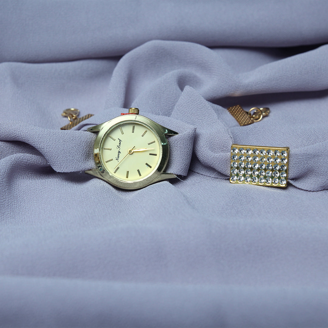 Hijab, Watch & Bracelet Matching Set - Grey
