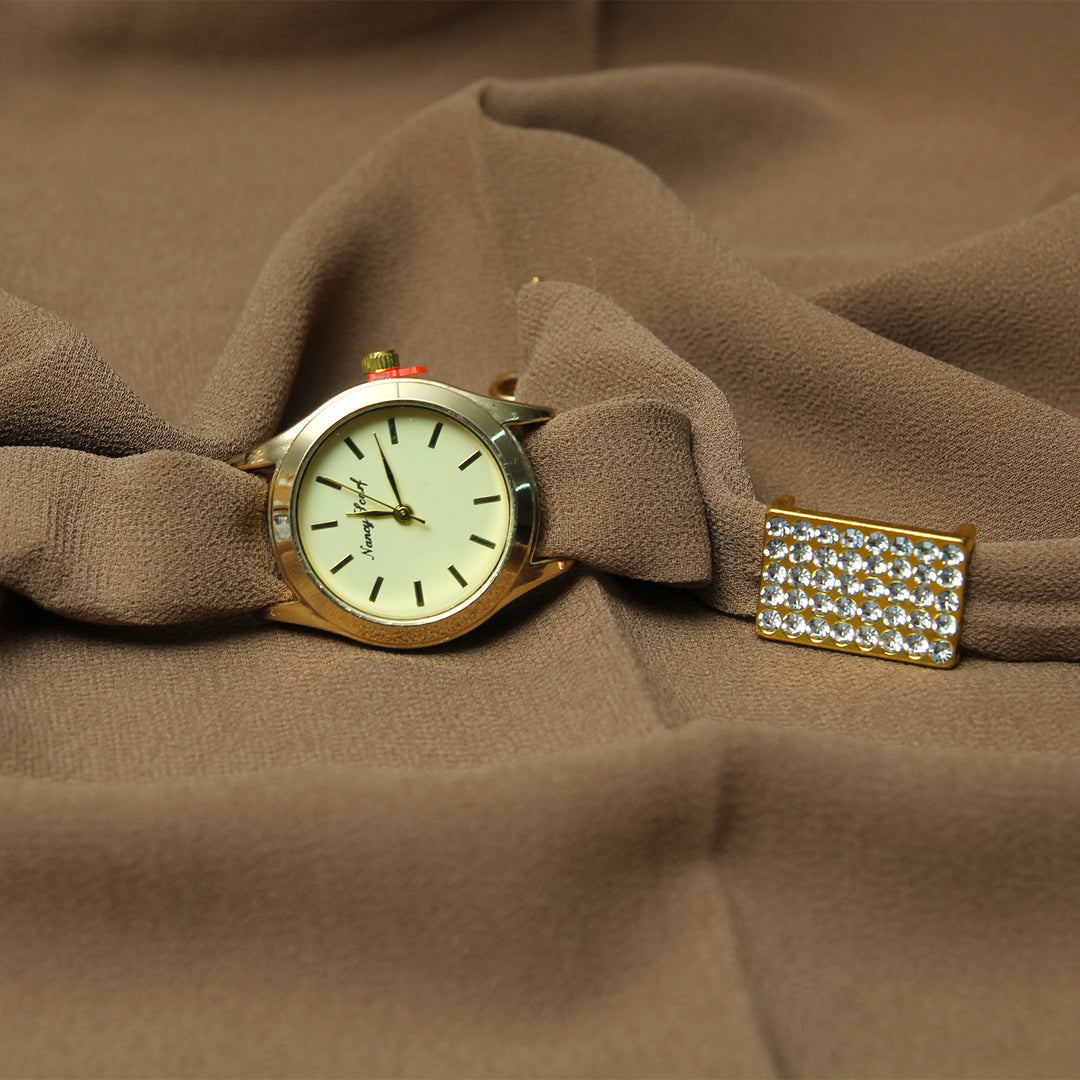 Hijab, Watch & Bracelet Matching Set - Brown