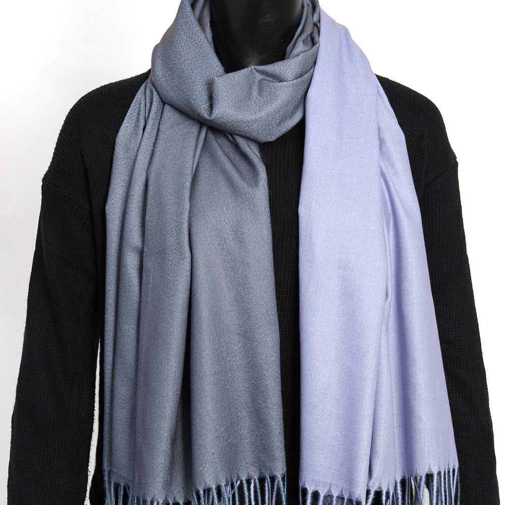Dual Cashmere Hijab - Grey - Purple