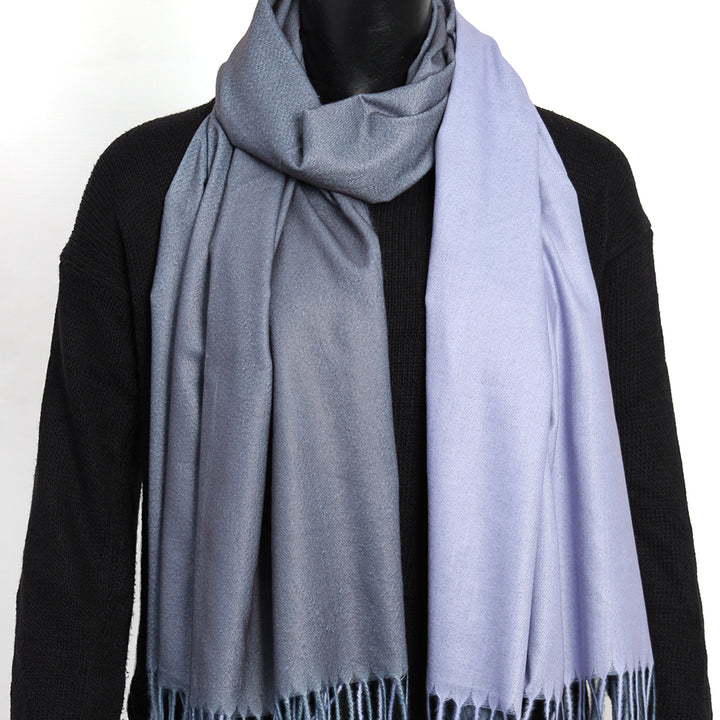 Dual Cashmere Hijab - Grey - Purple
