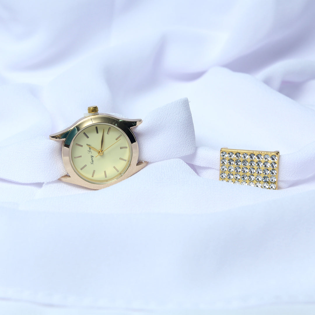 Hijab, Watch & Bracelet Matching Set - White