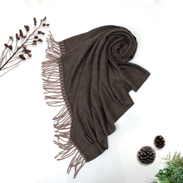 ZigZag Cashmere Hijab - Brown-Black
