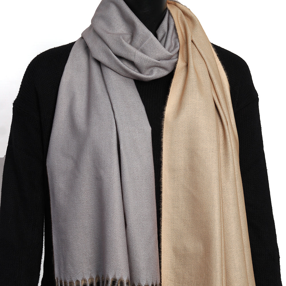 Dual Cashmere Hijab - Grey - Cream