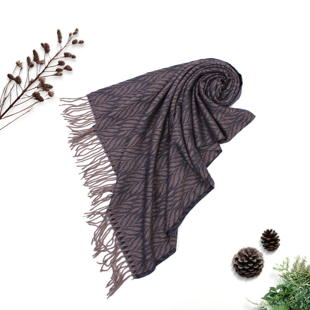 Palm Leaf Cashmere Hijab - Navy Blue