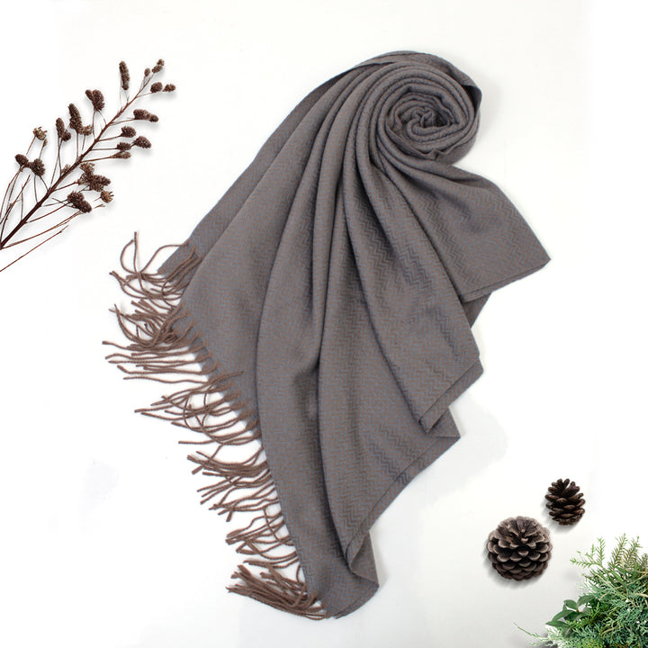 ZigZag Cashmere Hijab - Grey-Brown