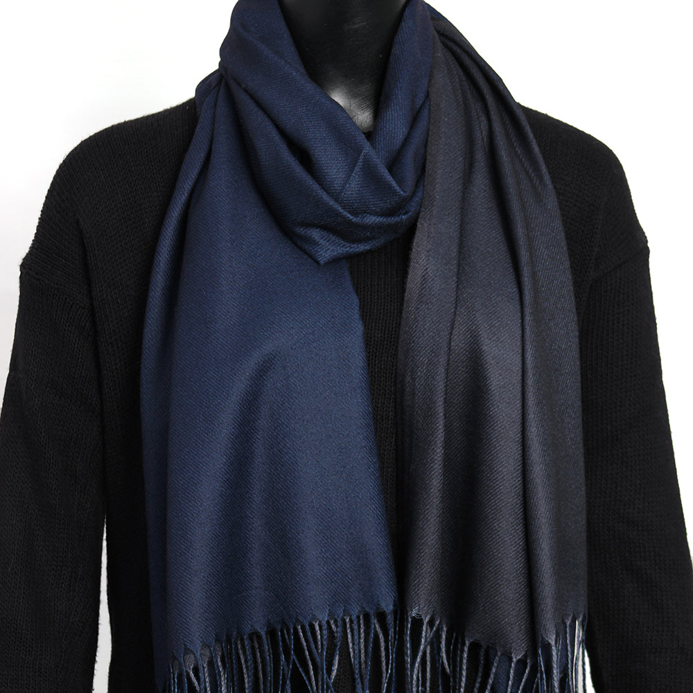Dual Cashmere Hijab - Navy Blue - Black