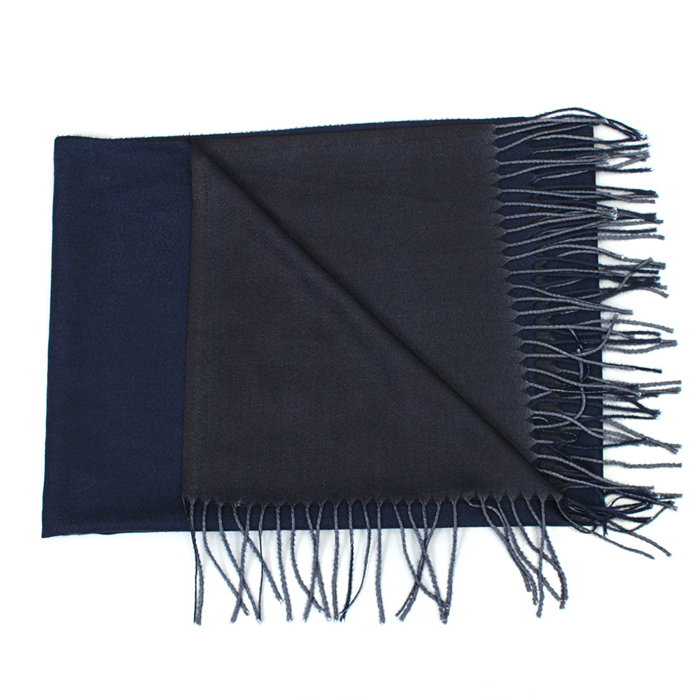 Dual Cashmere Hijab - Navy Blue - Black