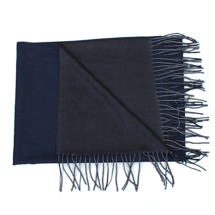 Dual Cashmere Hijab - Navy Blue - Black
