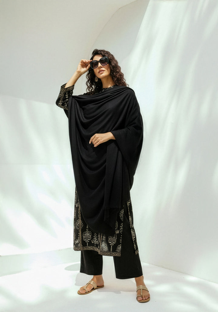 Woolen Cashmere Shawl-Black