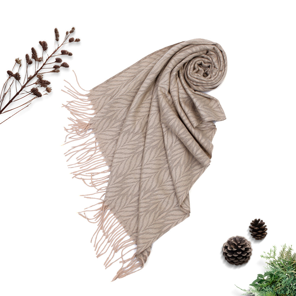 Palm Leaf Cashmere Hijab - Fawn