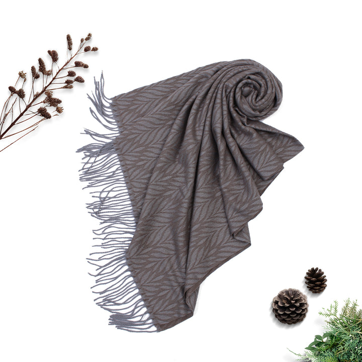Palm Leaf Cashmere Hijab - Grey