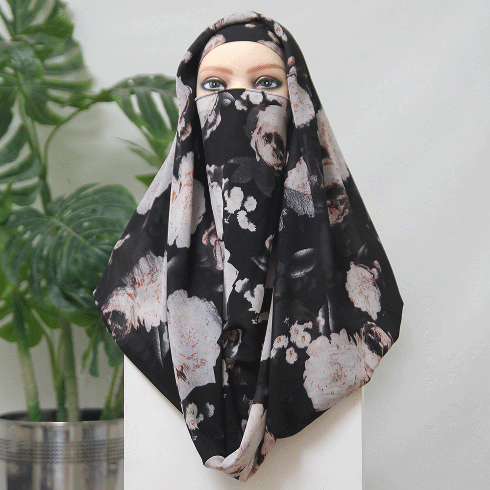 Floral Misri Hijab Hijabi.pk