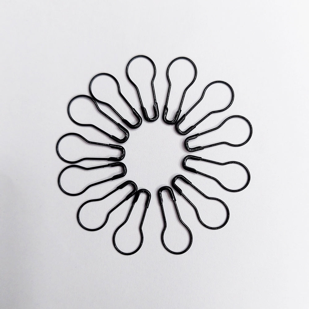 Black Pear-Shaped Safety Pins