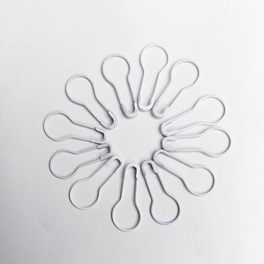 White Pear-Shaped Safety Pins