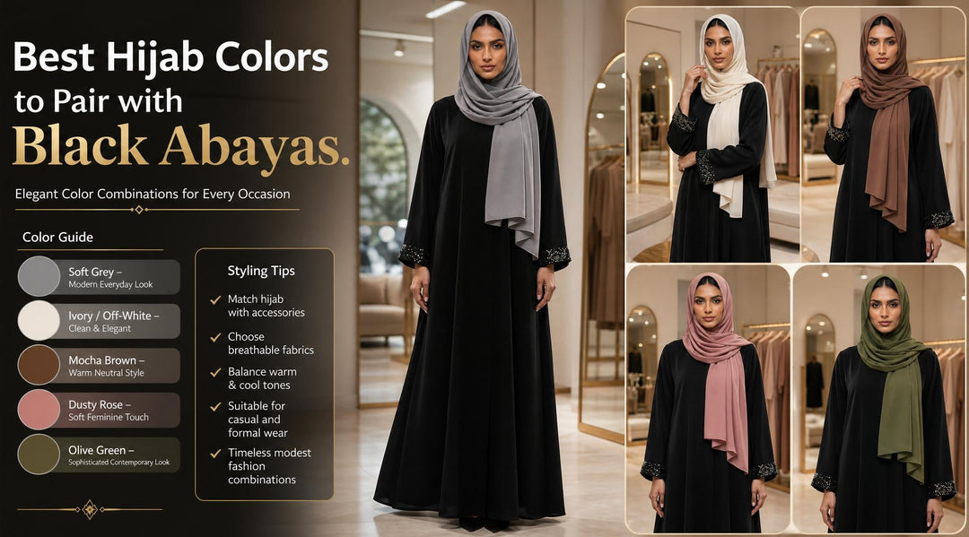 Best Hijab Colors to Pair with Black Abayas - black abaya styling in Pakistan