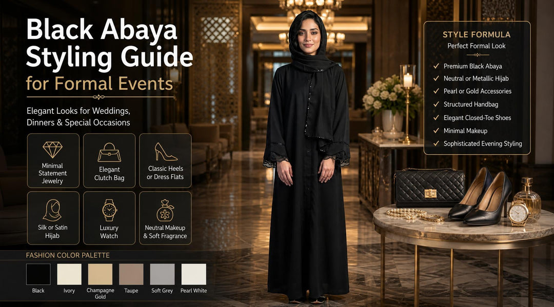 Black Abaya Styling Guide for Formal Events - black abaya styling in Pakistan