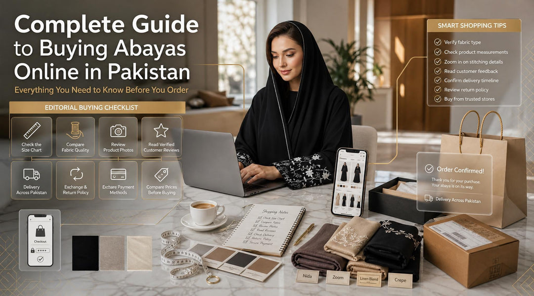 Complete Guide to Buying Abayas Online in Pakistan - black abaya styling in Pakistan