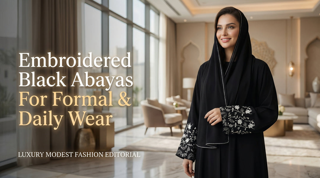Embroidered Black Abayas for Formal and Daily Wear - black abaya styling in Pakistan