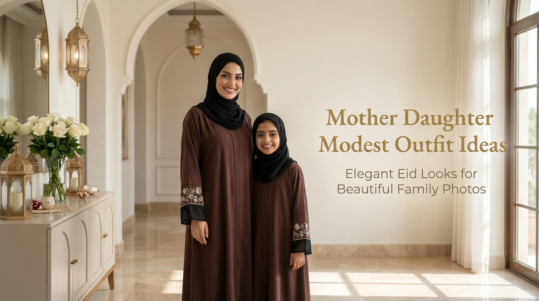 Mother Daughter Modest Outfit Ideas for Eid Photos - Mom and daughter matching abayas Pakistan