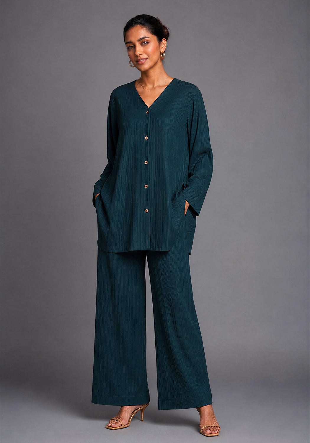 Green Textured Co-Ord Set