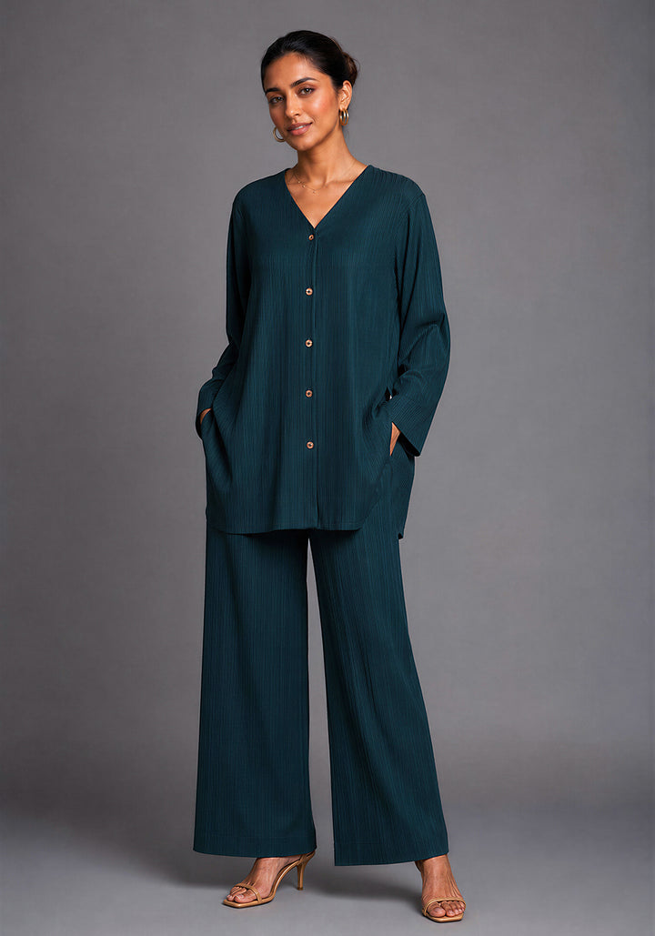 Green Textured Co-Ord Set