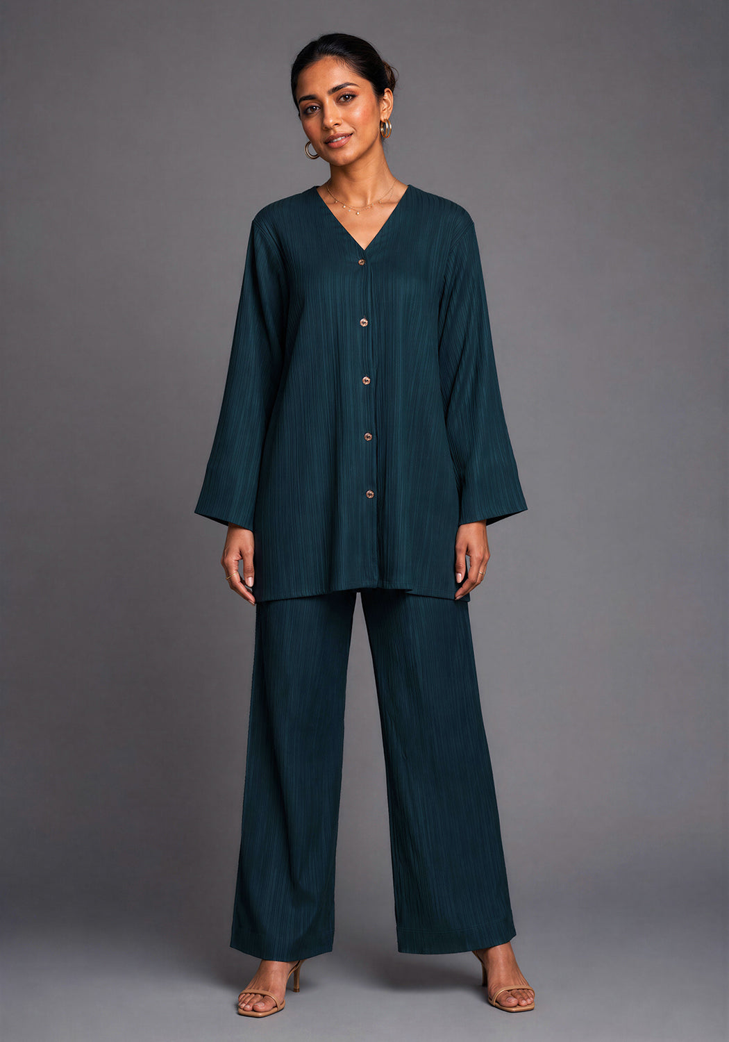 Green Textured Co-Ord Set