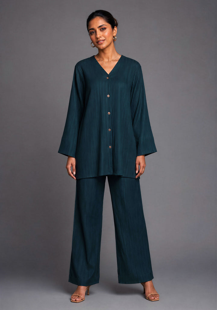 Green Textured Co-Ord Set