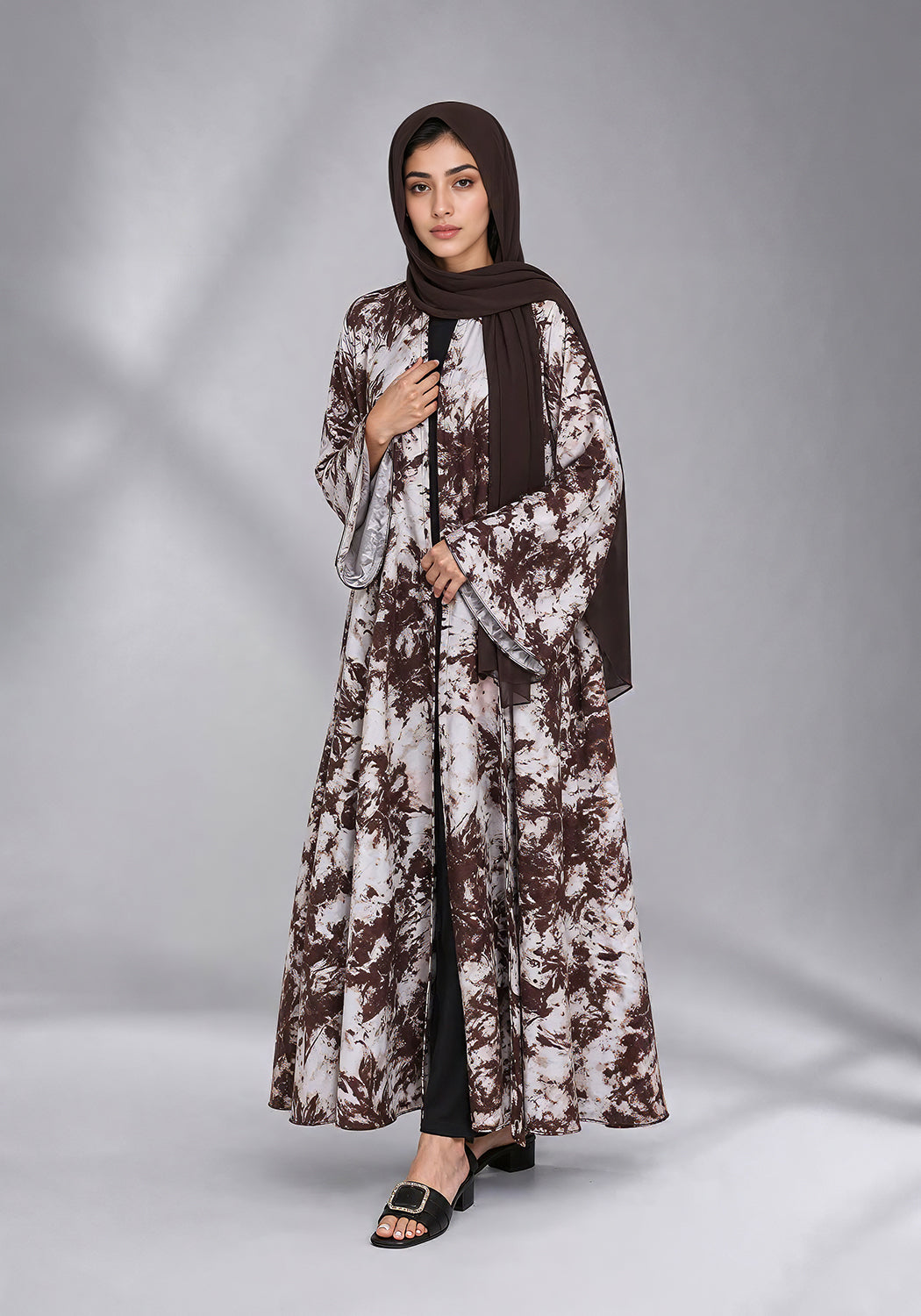 Brown Printed Abaya