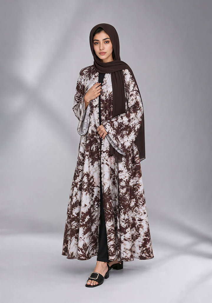 Brown Printed Abaya