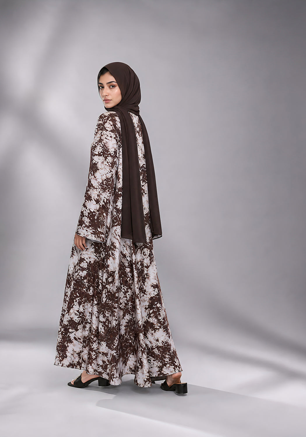 Brown Printed Abaya