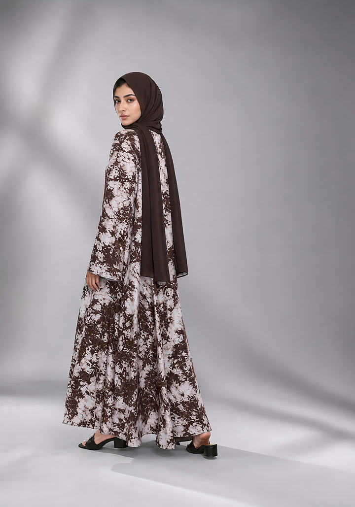 Brown Printed Abaya