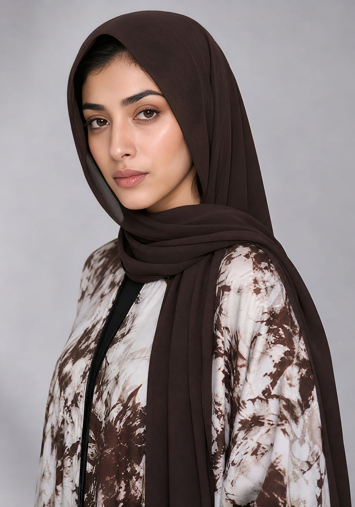 Brown Printed Abaya