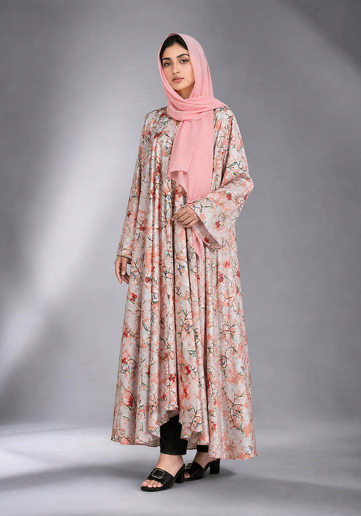 Peach Printed Abaya