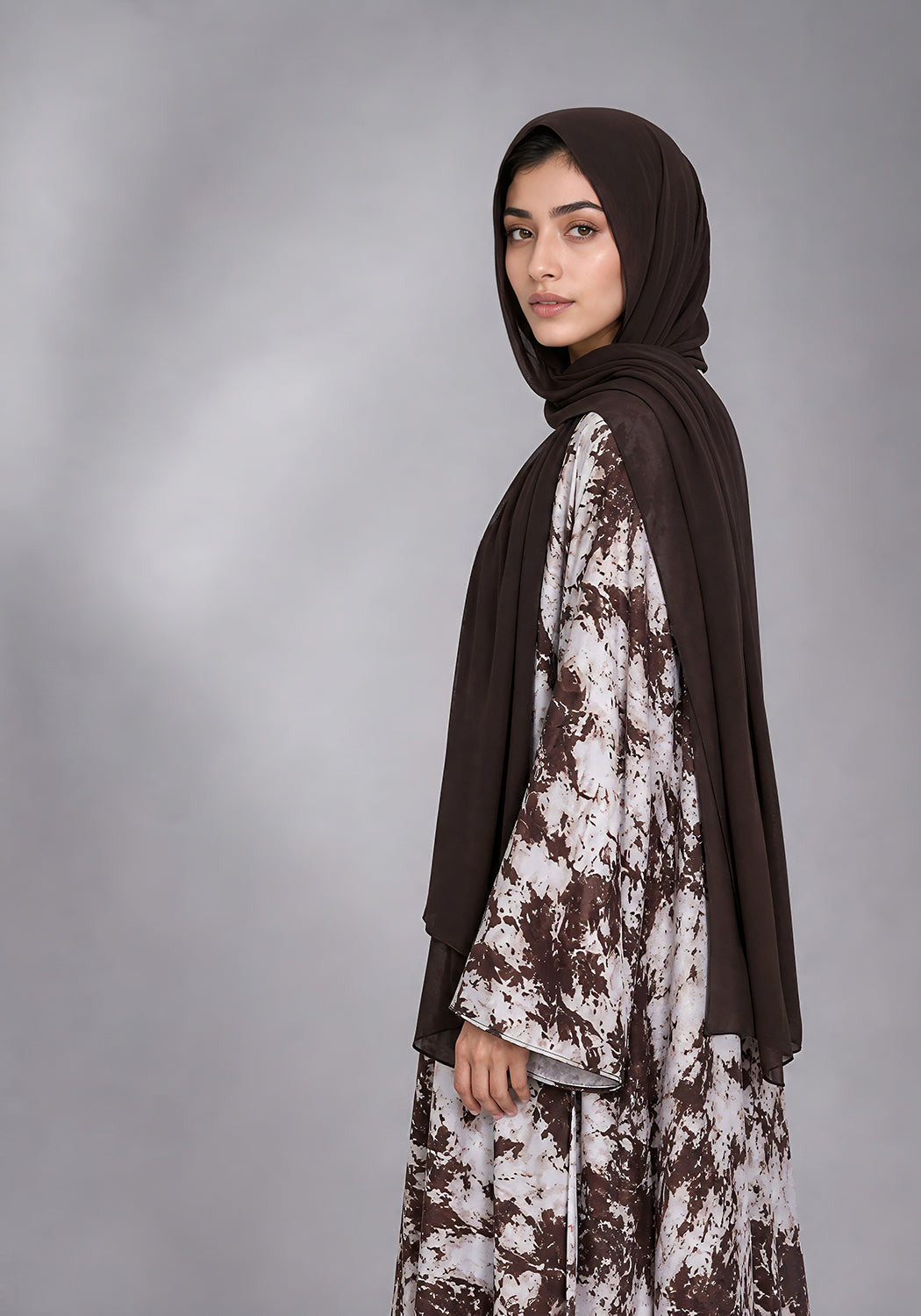 Brown Printed Abaya