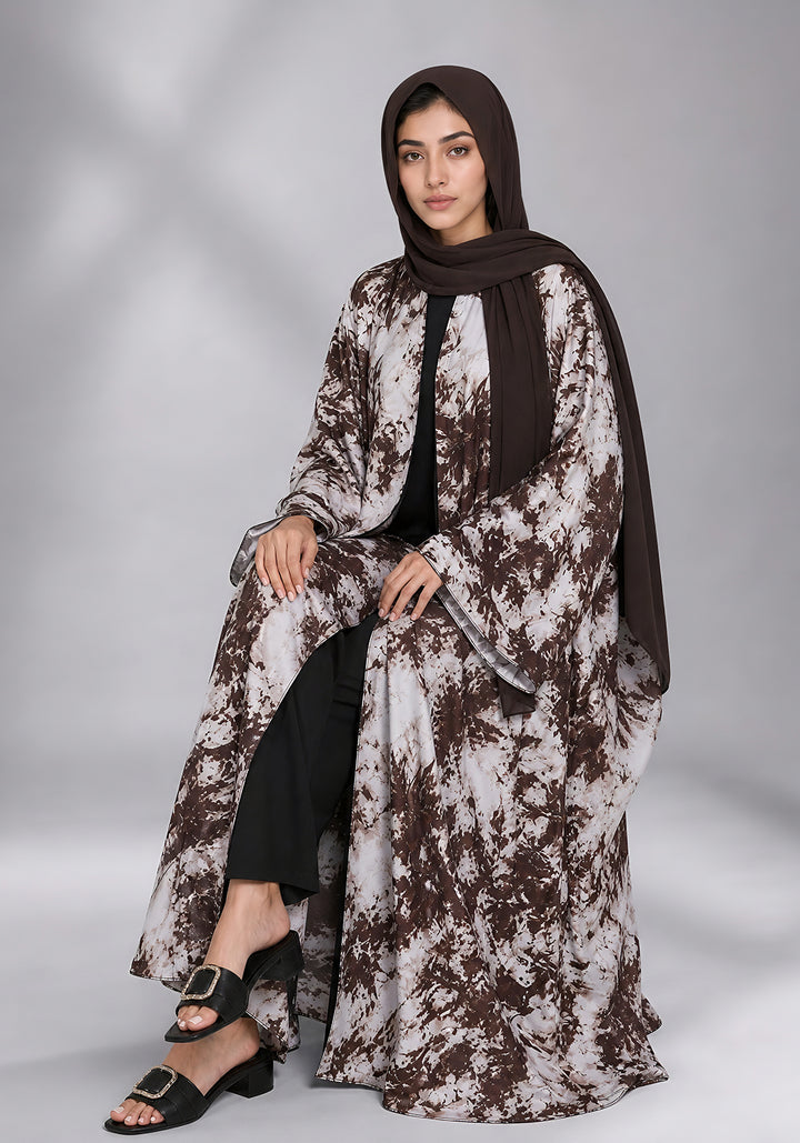 Brown Printed Abaya