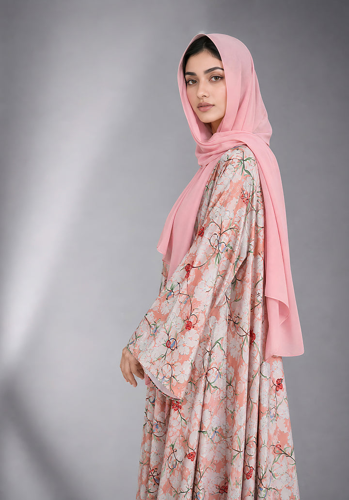 Peach Printed Abaya