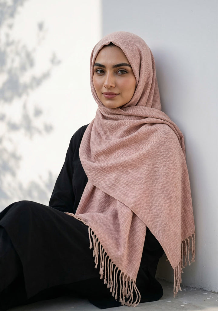 ZigZag Cashmere Hijab - Peach