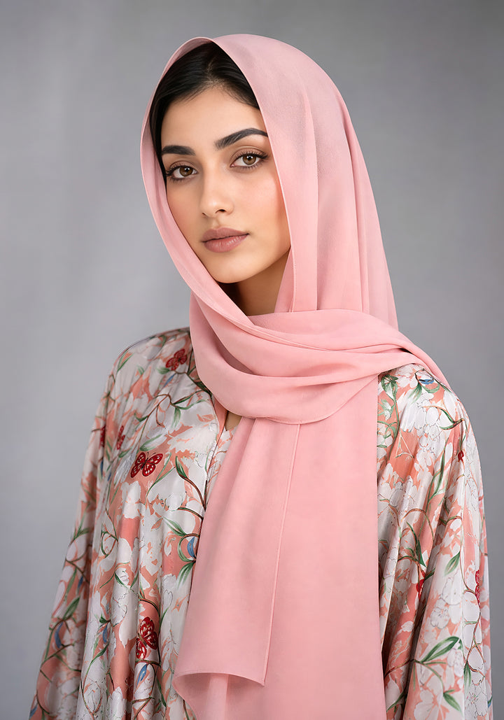 Peach Printed Abaya