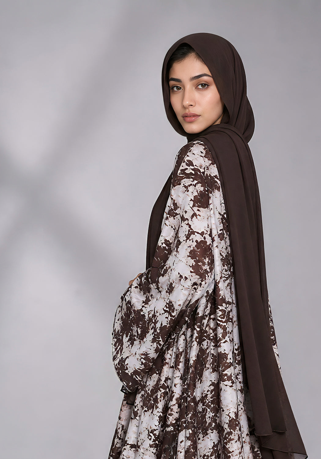 Brown Printed Abaya