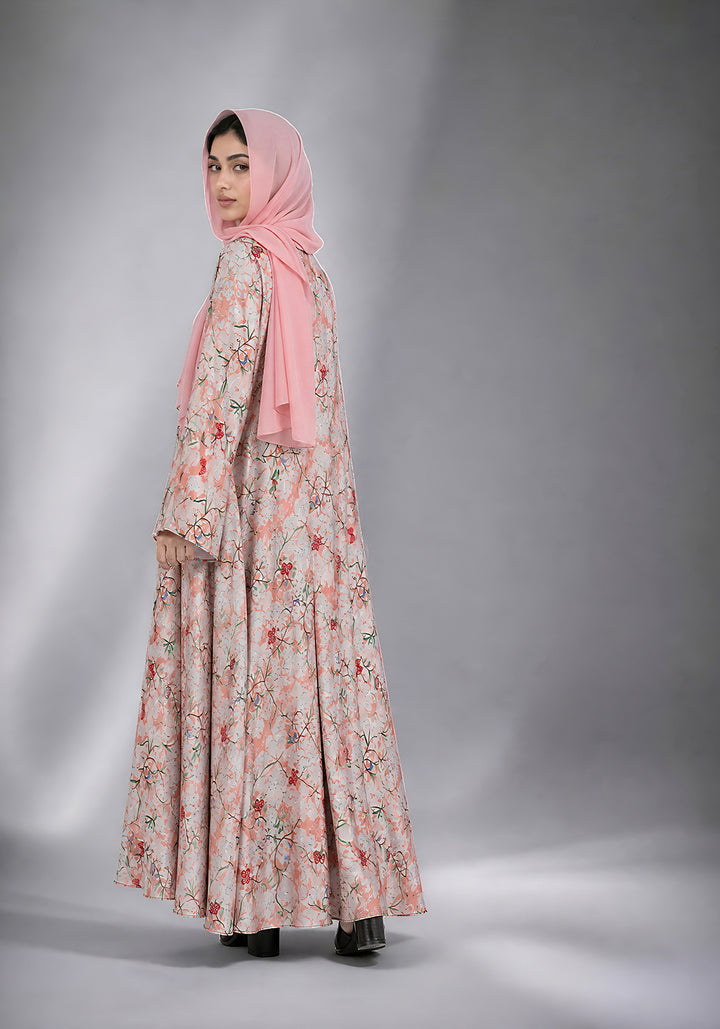 Peach Printed Abaya