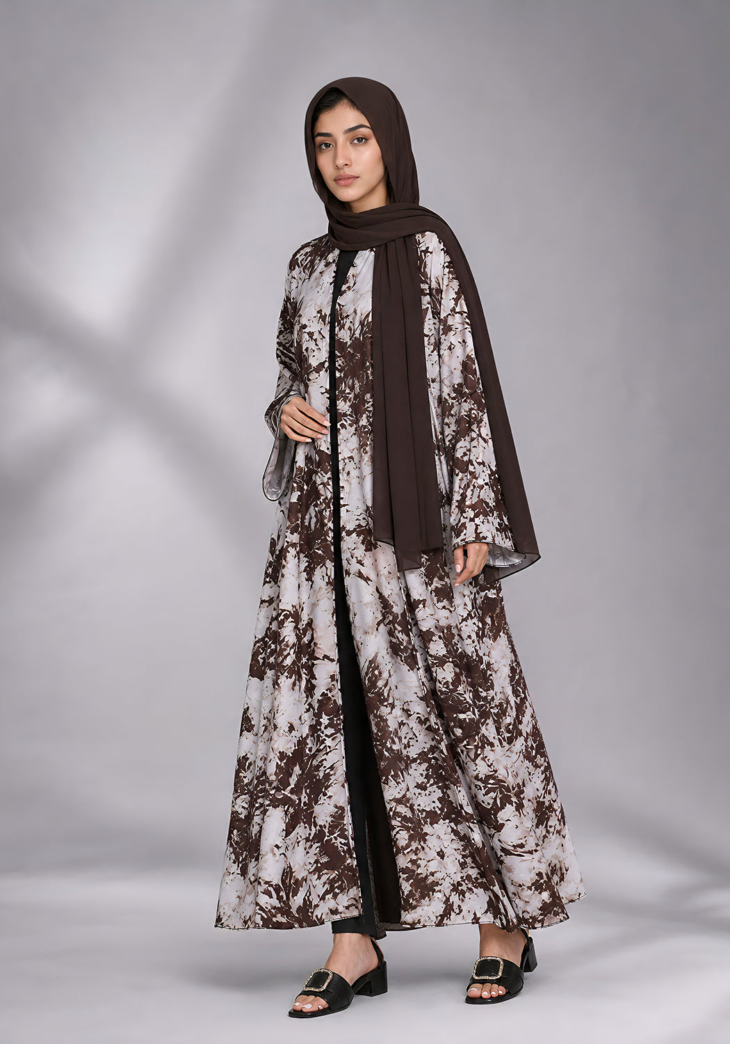 Brown Printed Abaya