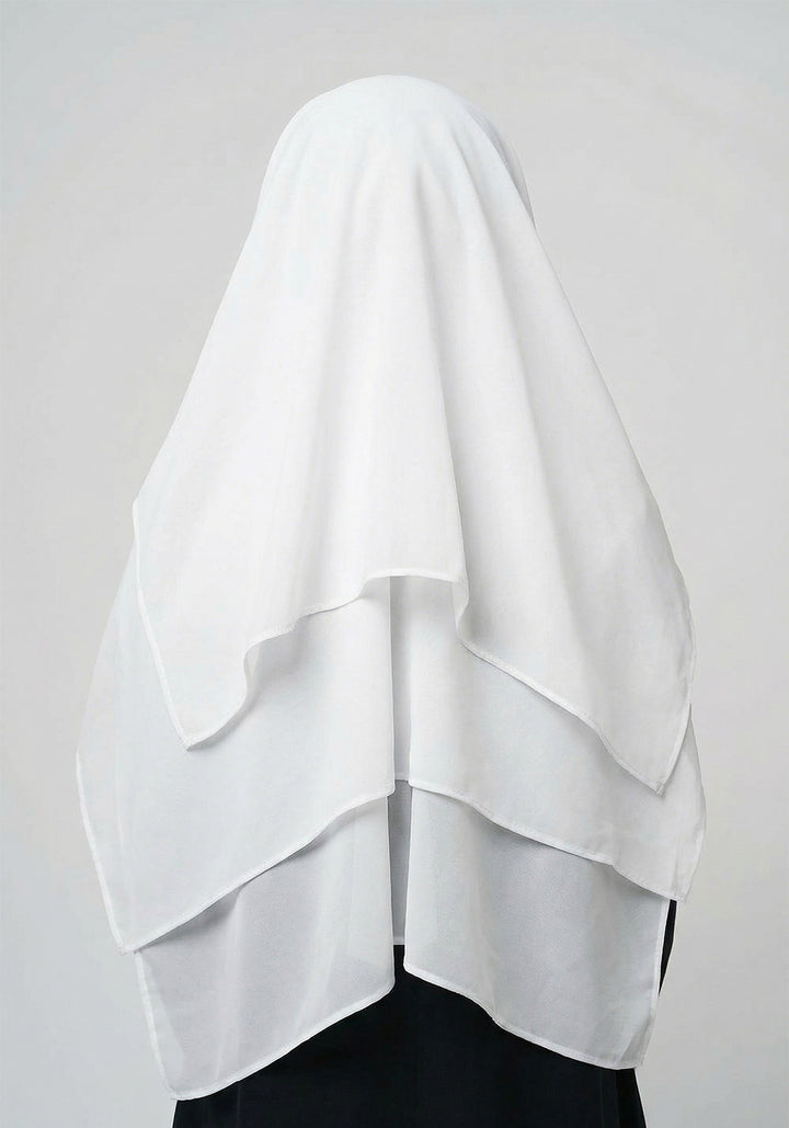 Three Layered Niqab - White