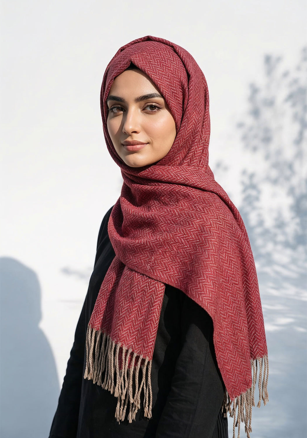 ZigZag Cashmere Hijab - Maroon
