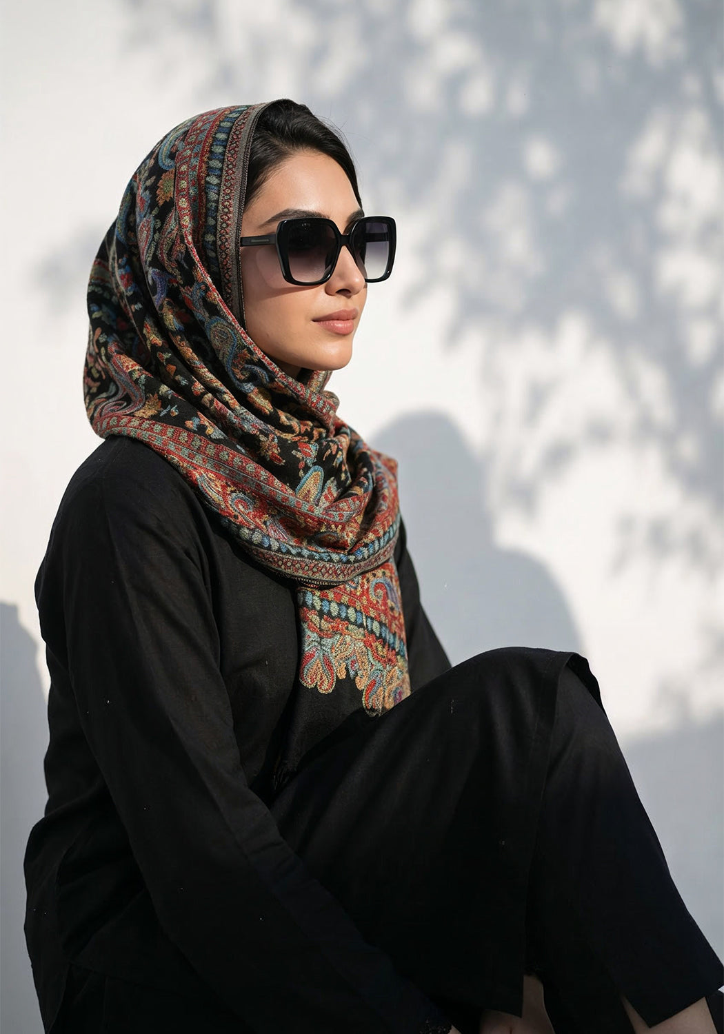 Kani handwoven Hijab - Red Black