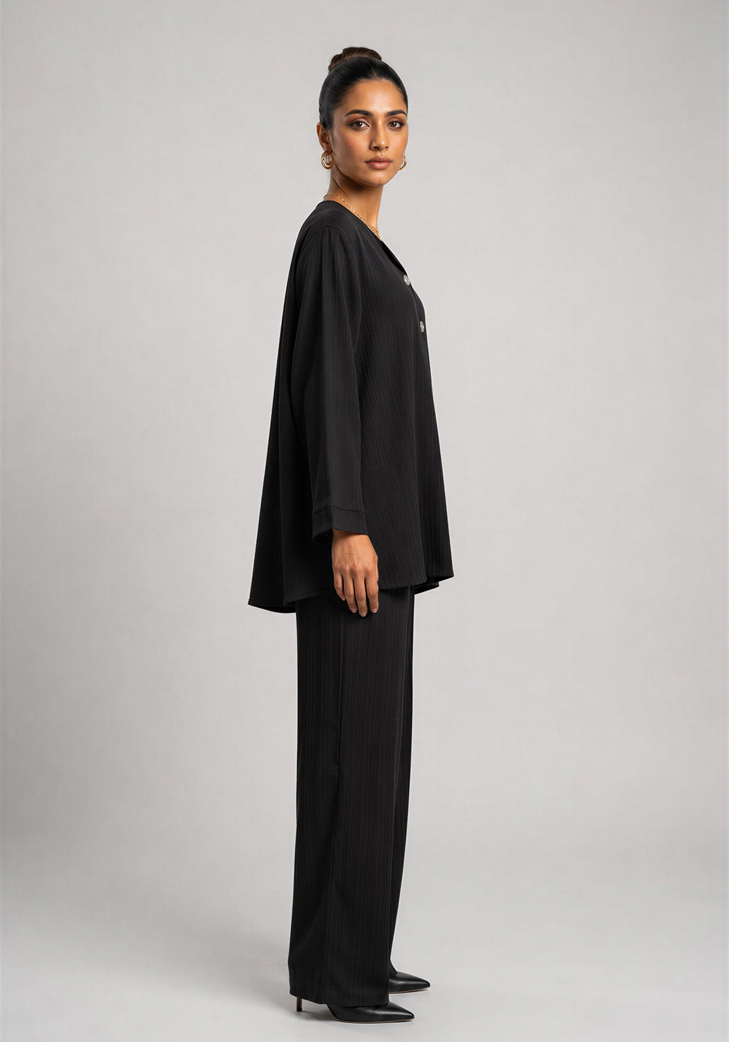Black Textured Co-Ord Set